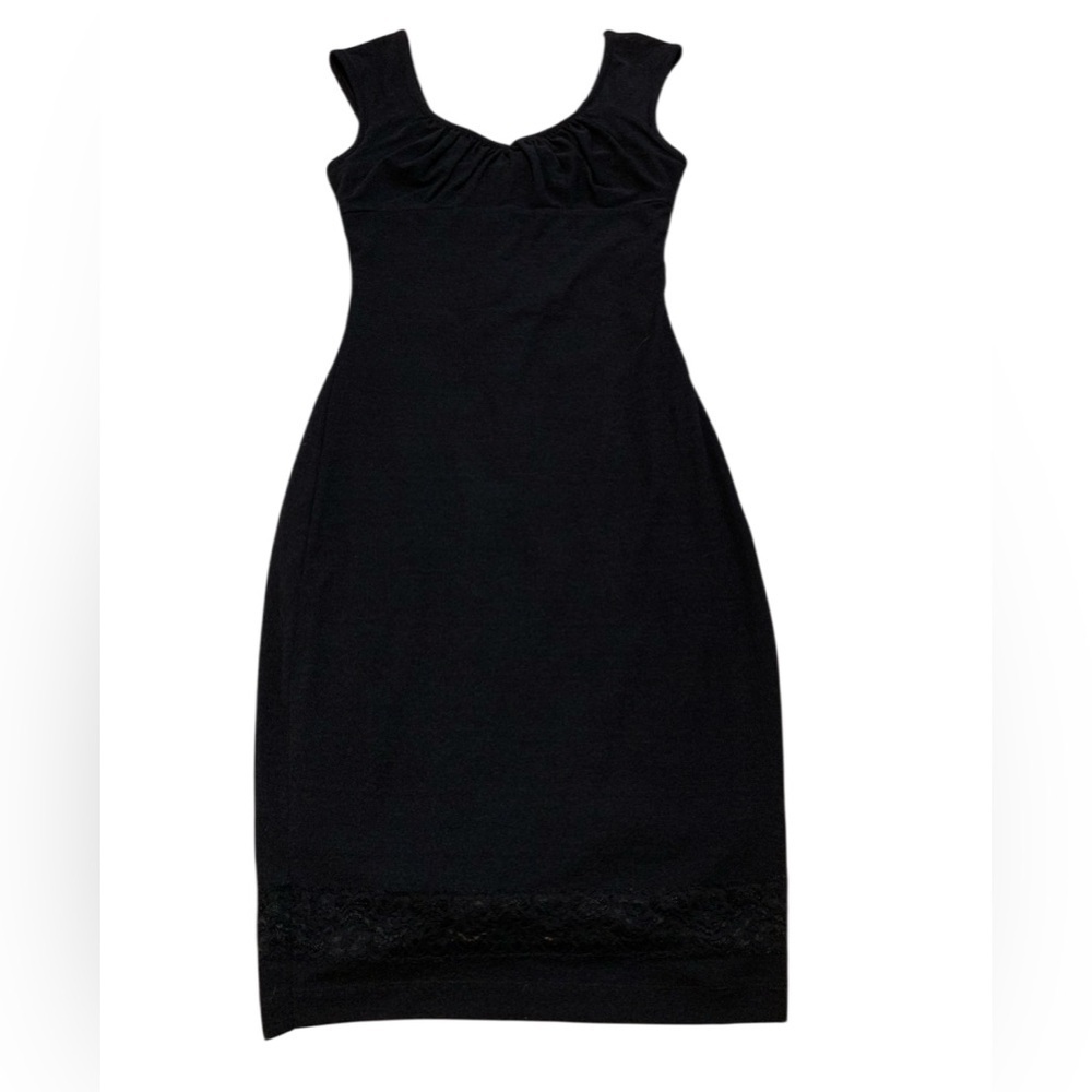 Vintage Y2K GUESS Jeans Black Sleeveless Sheath Dress with Lace Hem XS/S